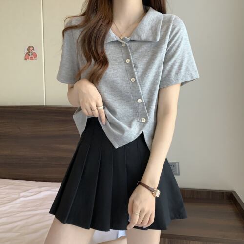 大尺码女装夏季灰色Polo