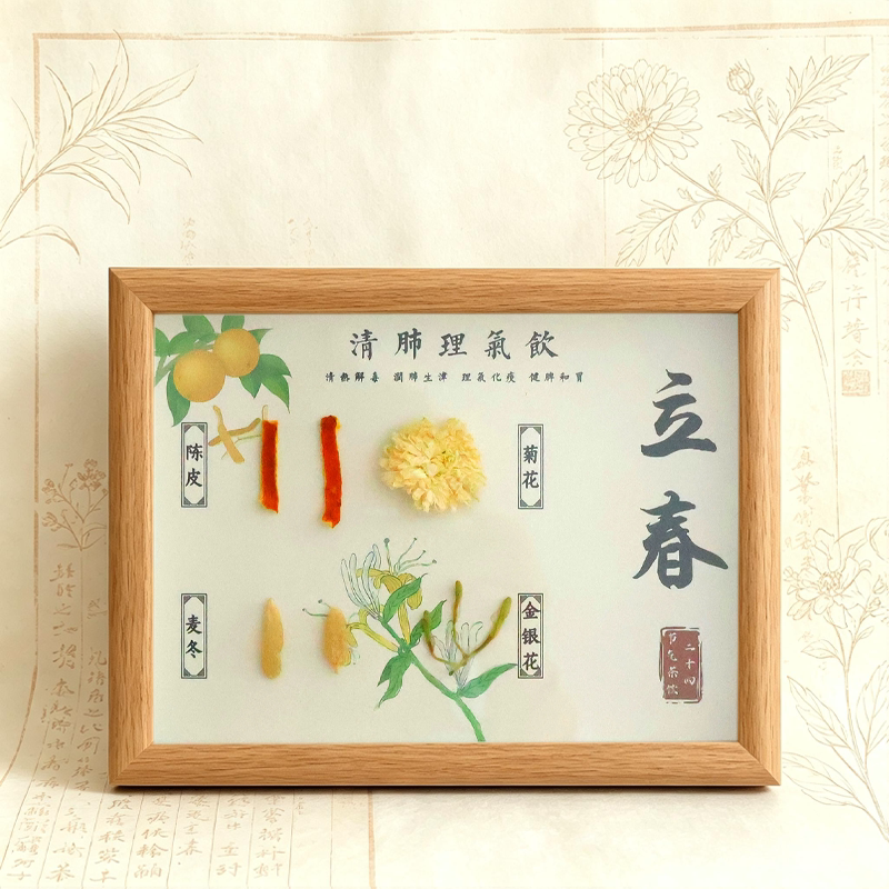 二十四节气中医馆中医药标本墙面装饰相框24节气茶饮文创展示摆件