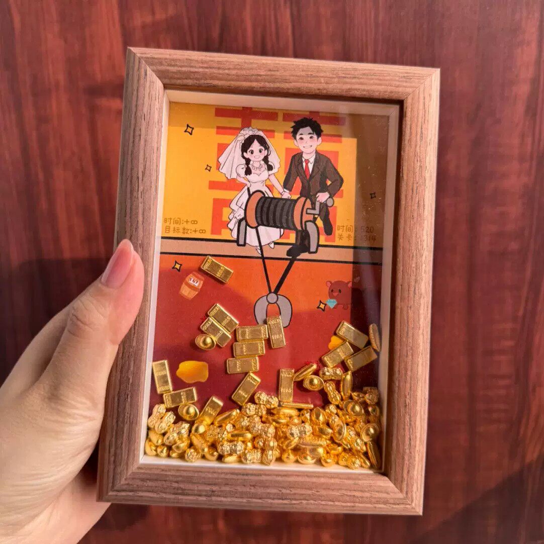 DIY黄金矿工相框新婚礼物