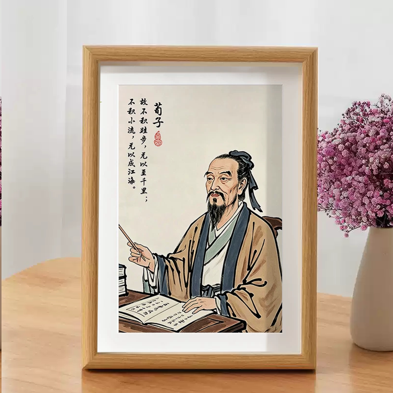 荀子画像劝学修身小桌面相框摆件