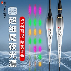 LED双面天地尾夜光漂咬钩变色高亮超细硬尾日夜两用电子鲫鱼漂