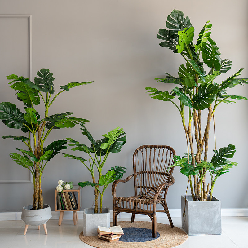 【七茉】仿真大型巨型龟背树盆景绿植物装饰龟背竹森系落地面摆件