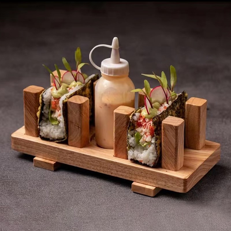 餐厅创意分子料理位上点心餐具法式西餐个性薄脆卷饼寿司盘子木盘