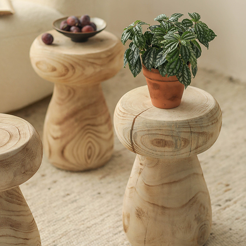 蘑菇凳实木侘寂风矮凳复古做旧民宿装饰品创意客厅小凳子家用木凳,家居饰品,家饰软装搭配套装,淘宝优惠券,粉丝福利购,淘宝优惠卷