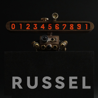 黑胡桃实木停车号码牌挪车电话蒸汽朋克可旋转夜光临时挪车号码牌