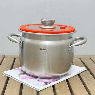 加厚18 10一体汤锅煮锅炖锅304不锈钢无涂层煮面锅微压20cm
