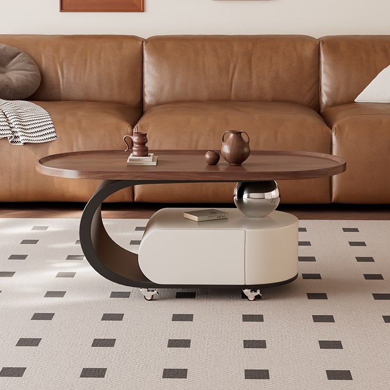 中古风可移动沙发小茶几边几带轮小推车客厅家用椭圆形侧边柜实木,住宅家具,茶几,淘宝优惠券,粉丝福利购,淘宝优惠卷