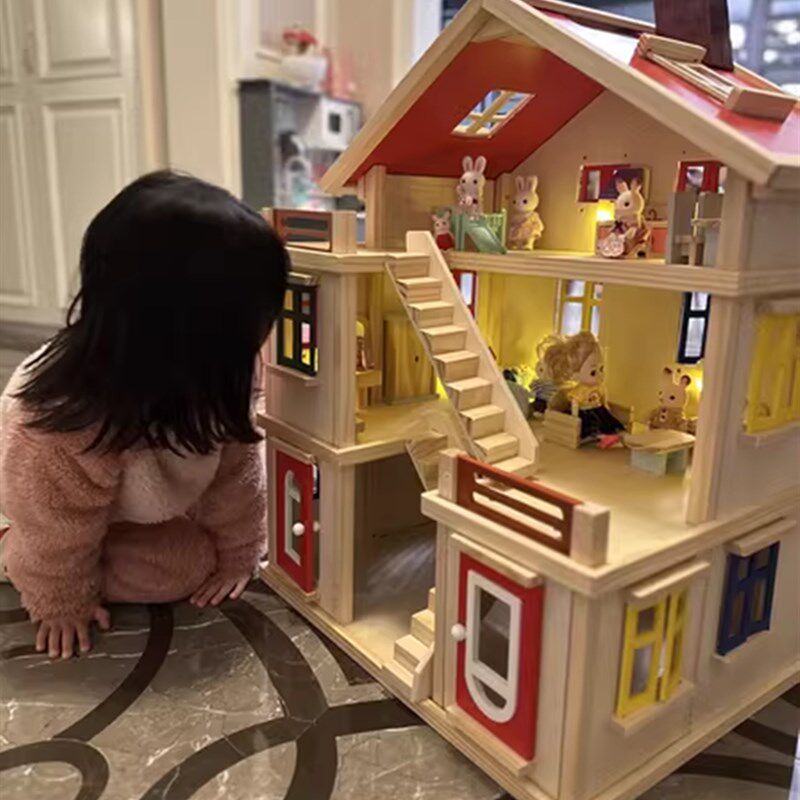 儿童益智玩具房子diy小屋女孩玩具实木过家家公主别墅房子玩具屋