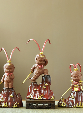 齐天大圣孙悟空鱼缸造景中式家居桌面装饰品茶桌创意紫砂茶宠摆件