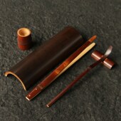 纯手工制作天然广西拆房老煤竹茶则五件套茶道竹制茶拨茶夹竹茶具