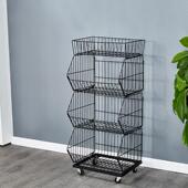 叠笼多功能北京超市膨化食品货架超市堆笼便利店卖场斜口堆篮网架