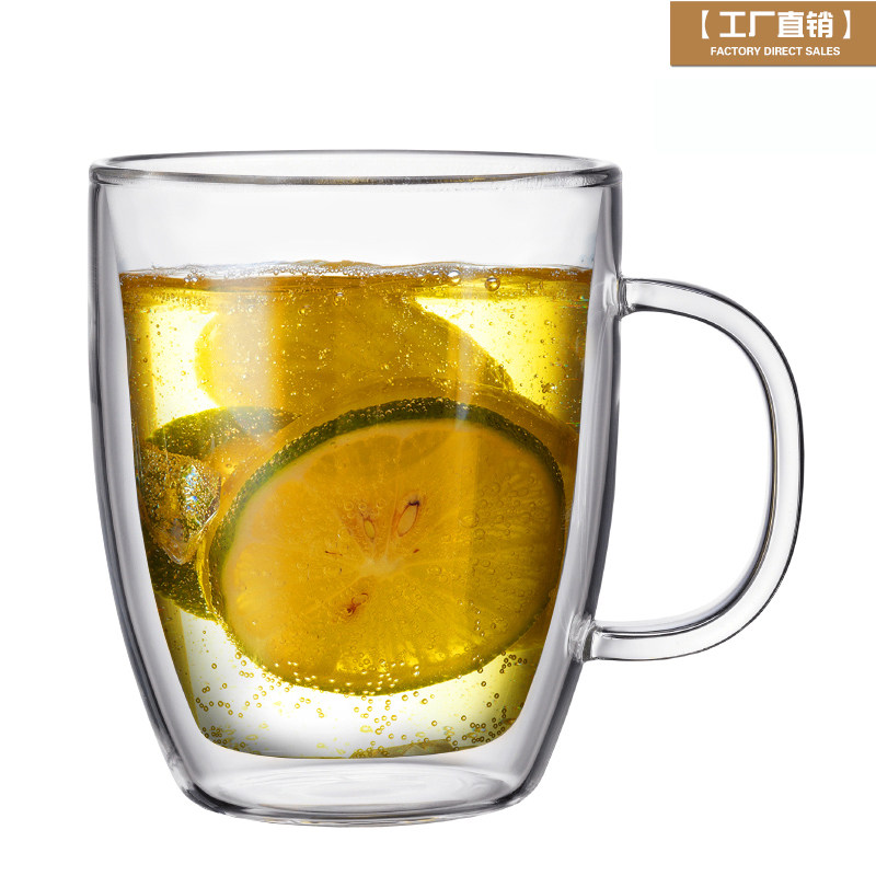 耐热透明双层玻璃杯带把创意水杯意式浓缩拿铁咖啡牛奶果汁杯子