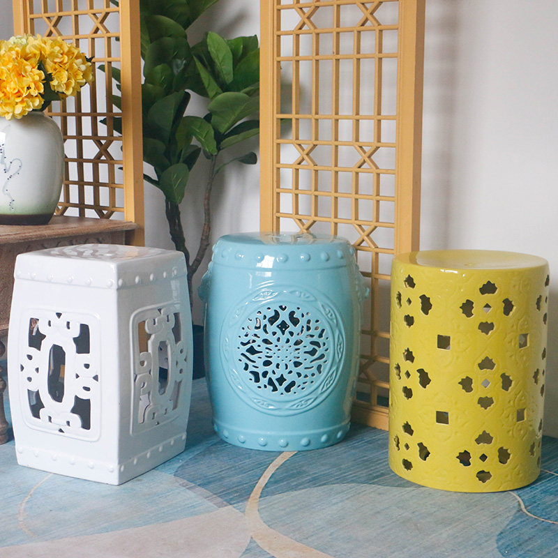 现代雕刻镂空陶瓷鼓凳客厅阳台创意边几门厅换鞋凳家居装饰瓷凳子,住宅家具,鼓墩/绣墩,淘宝优惠券,粉丝福利购,淘宝优惠卷