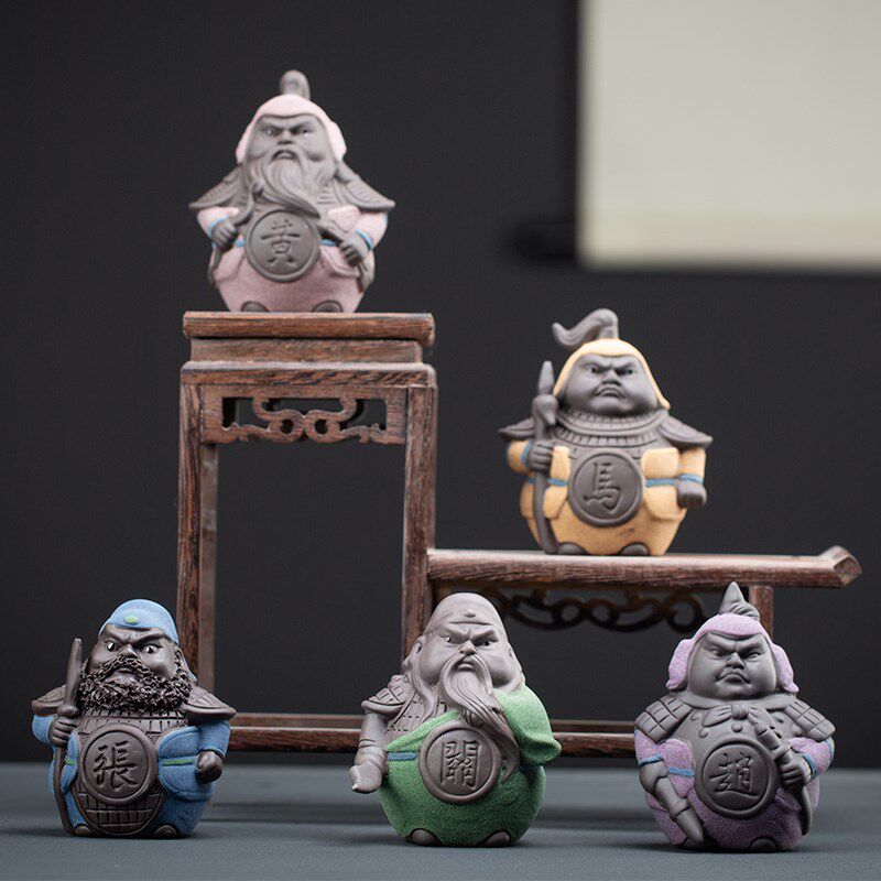 久造紫砂五虎上将关羽摆件创意家居客厅历史人物桌面装饰工艺品