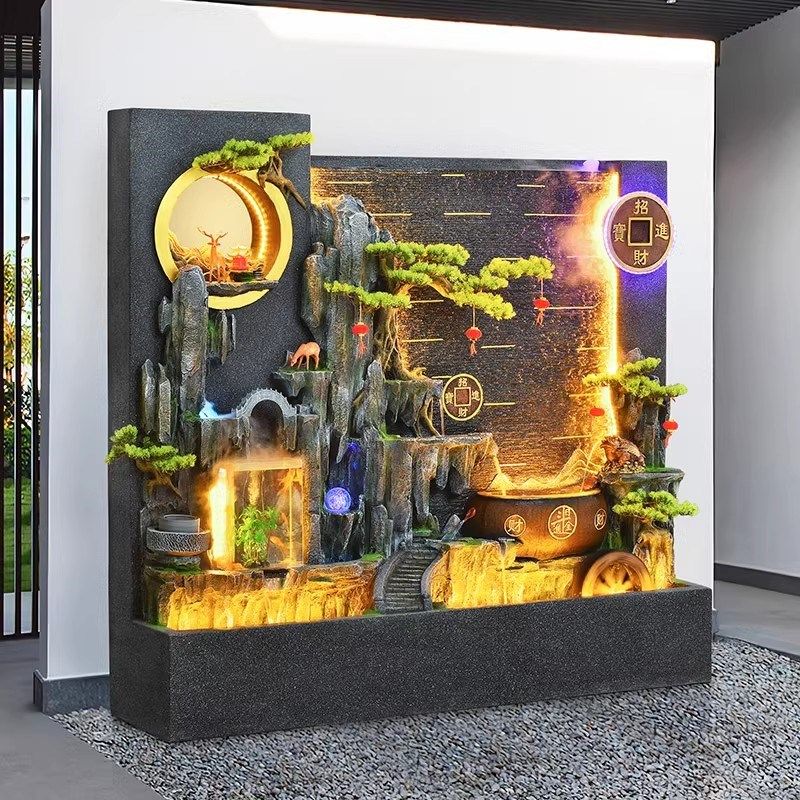 水幕墙流水屏风假山流水喷泉招财开业送礼落地摆件酒店流水墙水景,家居饰品,流水摆件,淘宝优惠券,粉丝福利购,淘宝优惠卷