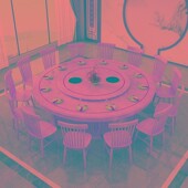 实木酒店电动餐桌大圆桌20人饭店包厢带电磁炉3米自动旋转火锅桌
