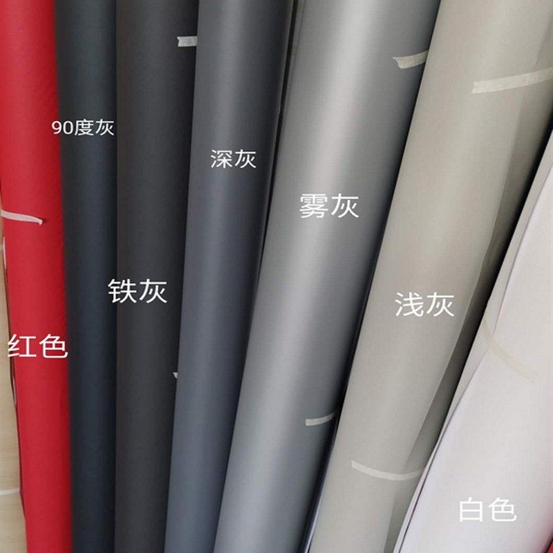 加厚黑色灰色PVC墙纸自粘防水素色波音软片纯色家具翻新橱柜贴纸