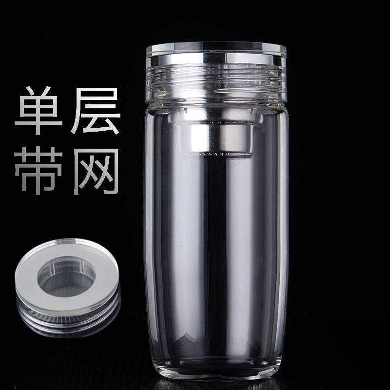 单层小玻璃杯男士高档办公家用泡茶过滤便携水晶水杯加厚迷你小号