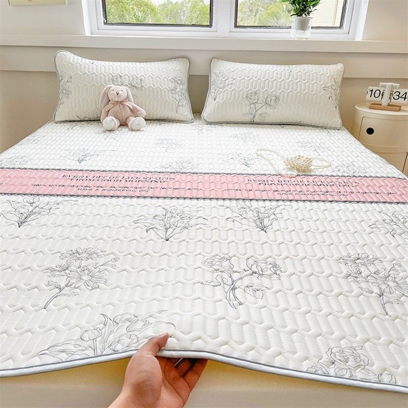 凉感乳胶凉席三件套皮筋款折叠家用学生宿舍可水洗夏季空调冰丝席,床上用品,乳胶席,淘宝优惠券,粉丝福利购,淘宝优惠卷