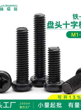 铁黑色PM盘头十字机螺钉m1~m5现货粤标YB818十字槽精密小螺丝