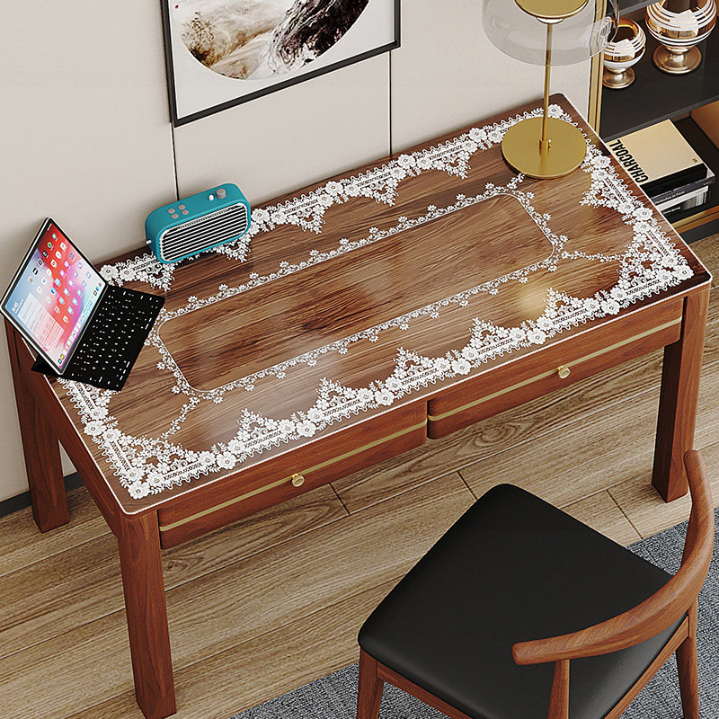 软玻璃办公室电脑桌垫 pvc透明蕾丝书壁纸学生办公桌水晶板桌面垫