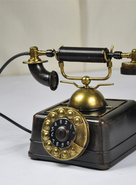 复古装饰品拨盘电话机摆件创意家居民国风老物件客厅房间酒柜道具