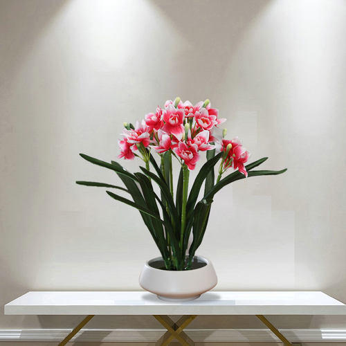 仿真水仙花假花陶瓷花瓶套装饰酒店家居玄关电视柜餐桌面摆放花卉