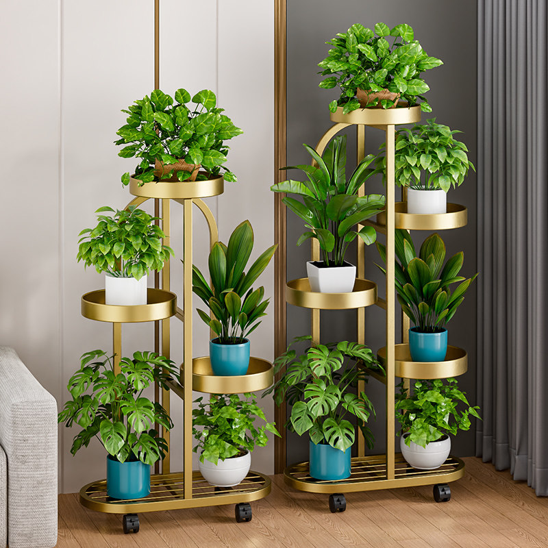 多层花架客厅落地式室内花架子绿萝架移动落地电视柜带轮靠墙欧式