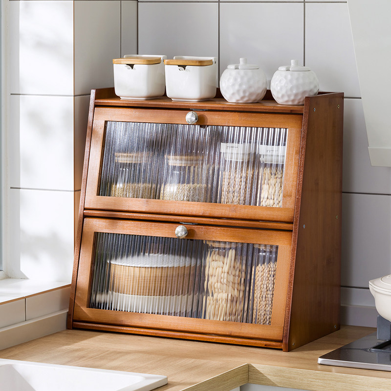 碗碟收纳架家用厨房分层碗柜置物柜碗筷收纳盒台面调料架带门防尘