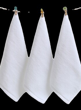 全棉白色小方巾酒店宾馆餐饮幼儿园KTV纯棉擦脸手嘴吸水四方毛巾