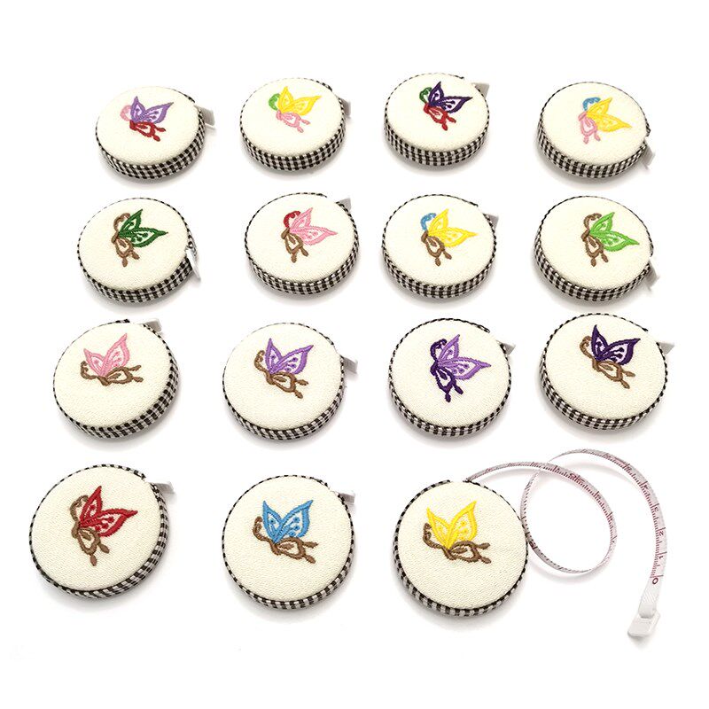 包邮创意礼品新奇特包布卷尺 布艺皮尺绣花蝴蝶1.5M量衣尺E1201-1