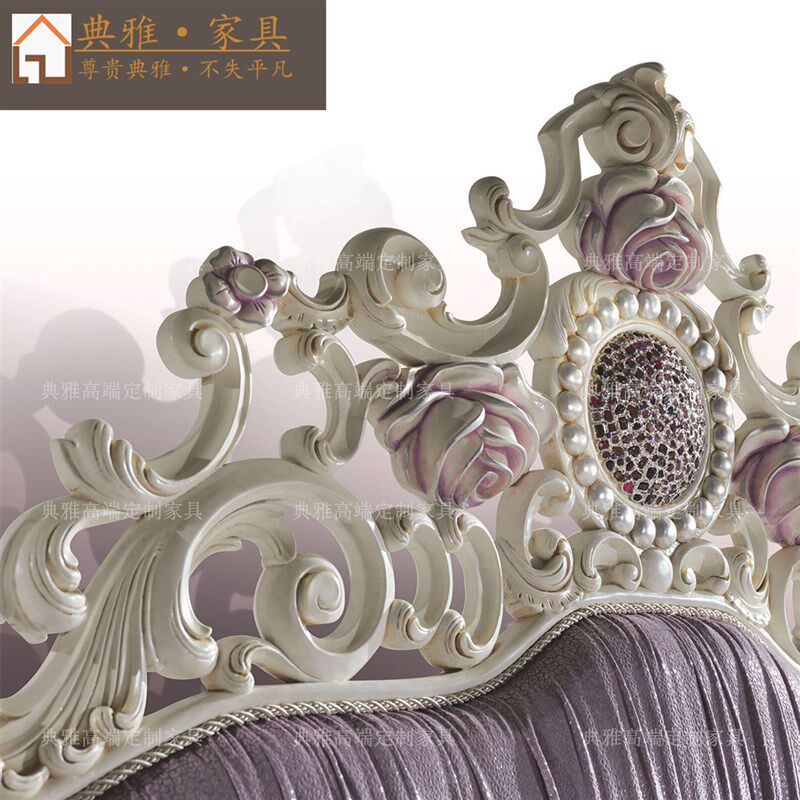 欧式实木雕花布艺双人床别墅奢华主卧大床法式高端婚床彩绘公主床