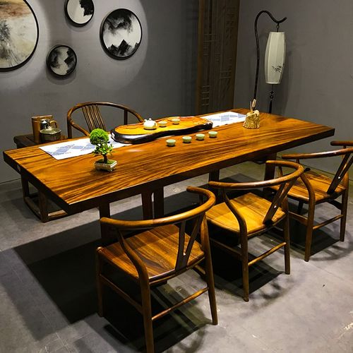 直销新品a木大板茶桌奥坎实木整块原木办公桌茶板功夫茶台简