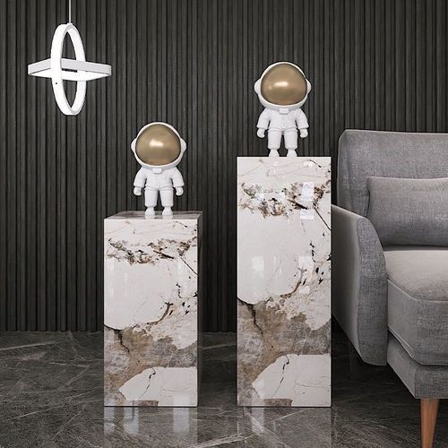 简约岩板花架大理石摆件客厅装饰底座酒店会所装饰样板间