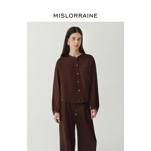 MISLORRAINE真丝衬衫女轻奢上衣