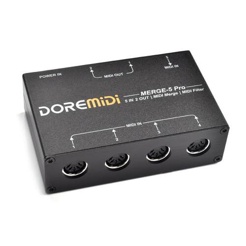 DOREMiDi MIDI MERGE-5 Pro MIDI 5进 2出 MIDI合并过滤器BOX盒子