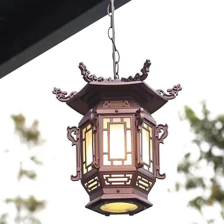 仿古灯笼国风吊灯宫灯中式六角亭古典阳台凉亭庭院门口吊灯花架灯