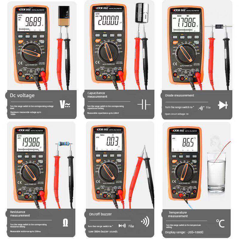 胜利数字万用表高精度VC86E/D四位半电容自动量程智能USB多功能表