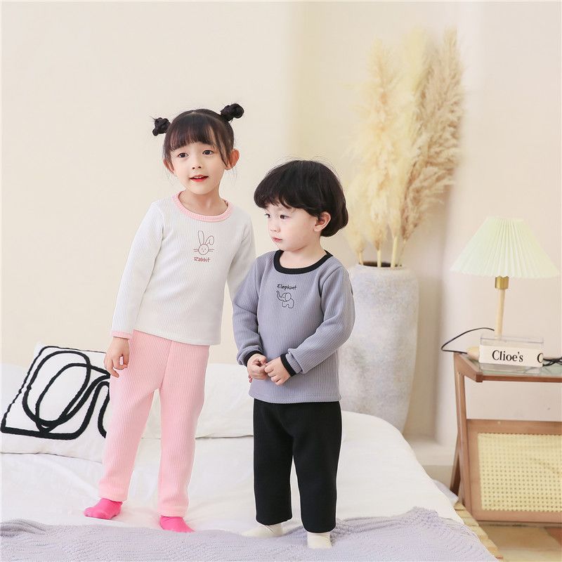 儿童加绒保暖男女童内衣套装秋冬家居服上衣裤子套装