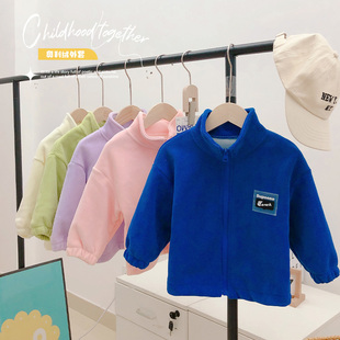 2023春秋季儿童新款休闲洋气双面奥利绒保暖外套立领拉链衫上衣CL