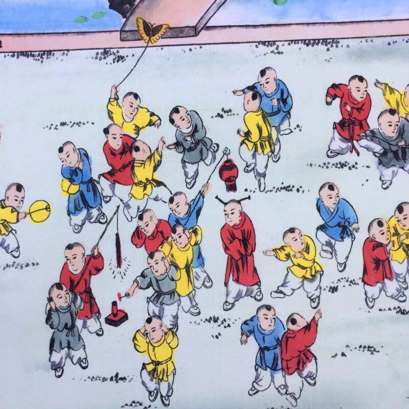 国画中堂画百子图多子多福百子千孙山水花鸟人物客厅玄关装饰挂画