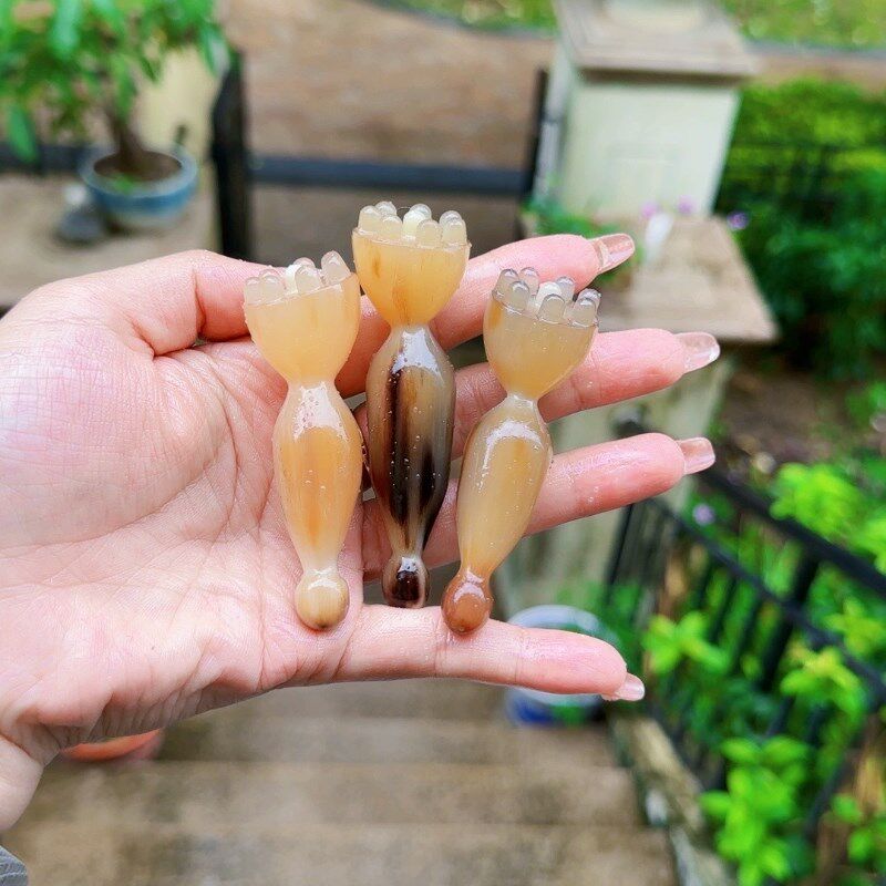 牛角莲蓬一体打磨按摩眼部改善黑眼圈眼袋细纹拨筋点穴棒