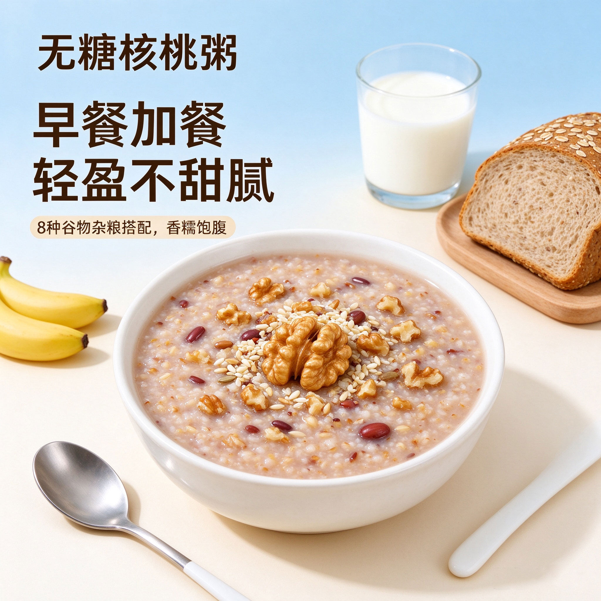 无糖核桃粥泰国香米黑米红小豆花生地瓜丁五谷杂粮粗粮原料营养粥