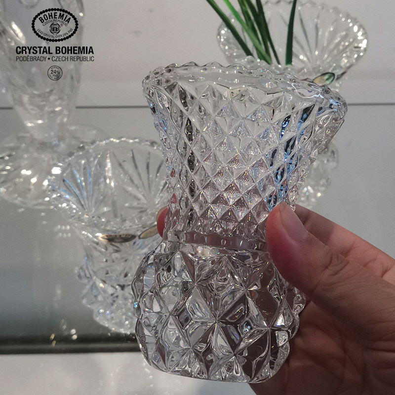 【捷克原装】新品水晶玻璃迷你小花瓶 办公家居餐桌摆件