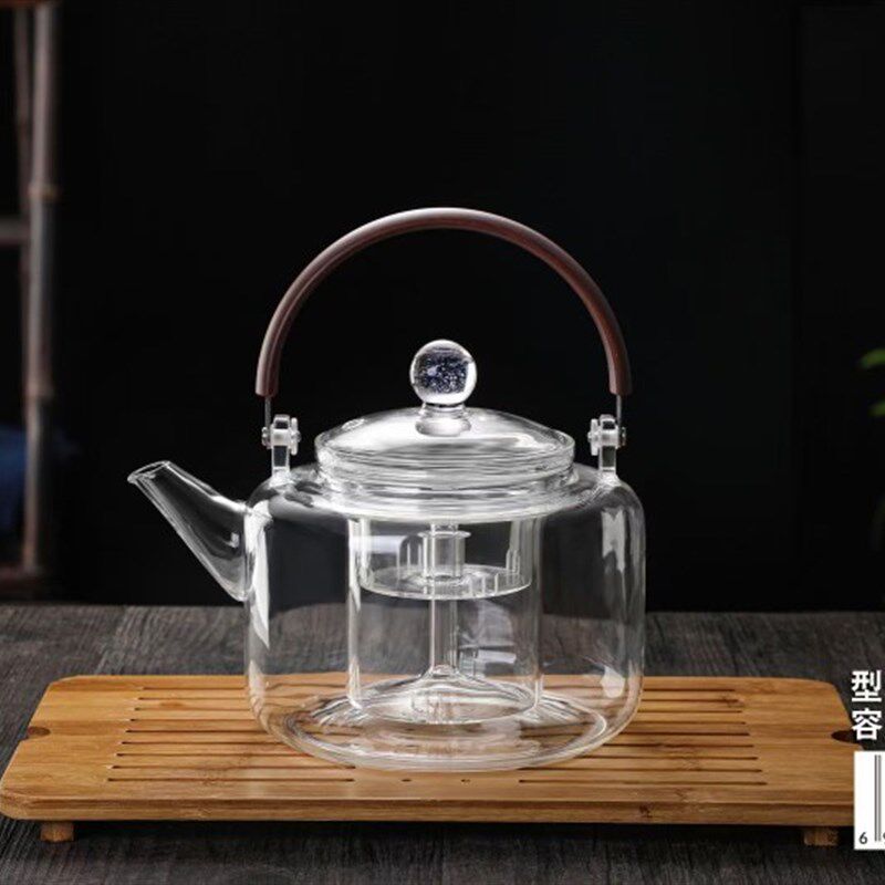 恒越记煮茶蒸茶壶HY-54H耐高温功夫烧水玻璃壶黑晶炉加热提梁52H
