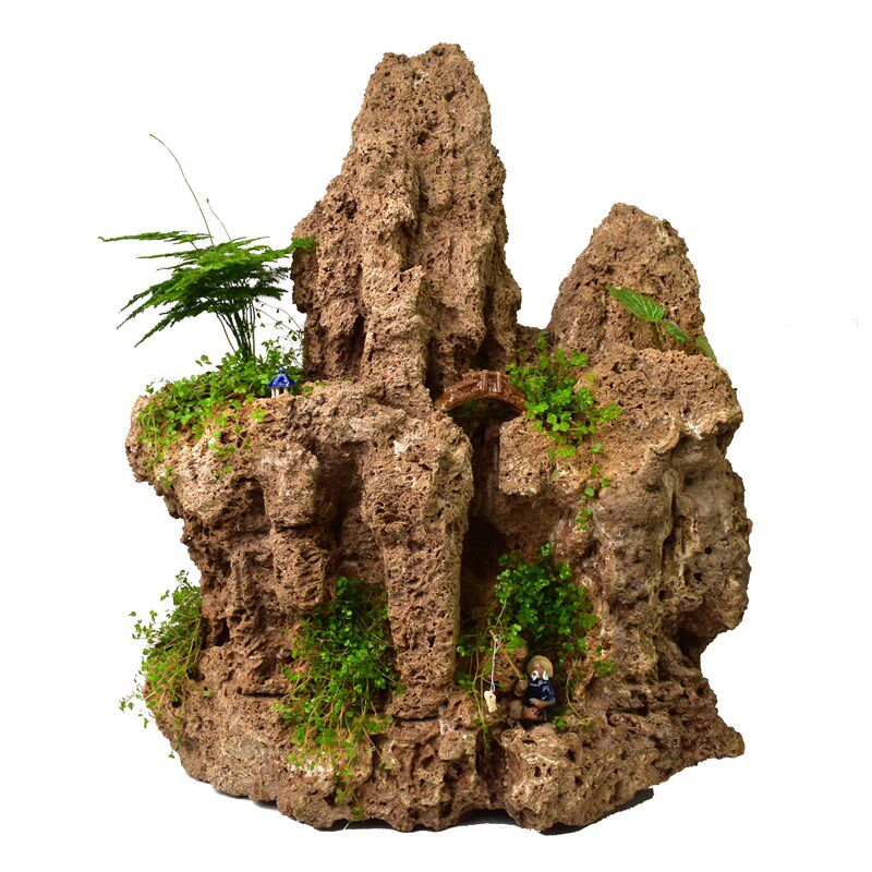 精景吸山石假水盆景天然上水石奇石品观鱼缸造景材料奇石装饰摆件