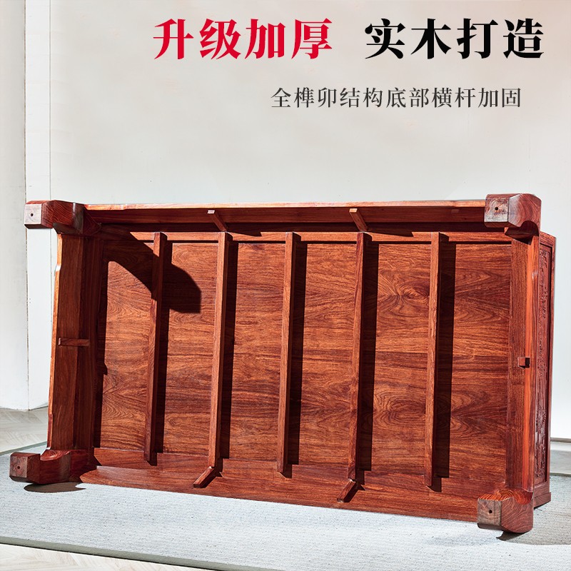 红实罗汉床三件套明清仿古木木花梨木罗汉床刺猬件檀罗汉床三紫套