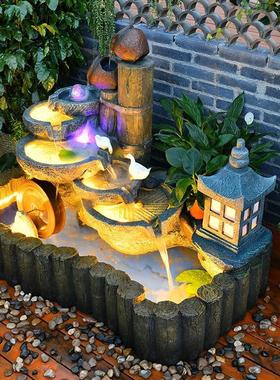 田园仿古流水摆件循环水客厅假山喷泉阳台鱼池造景观庭院花园布置