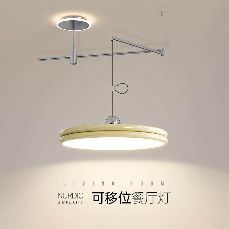 北欧餐厅灯中山灯具简约现代新款家用带摇臂圆形书房吧台餐桌吊灯