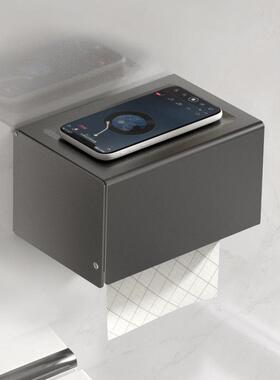 灰色卫生间纸巾盒厕所卫生纸置物架厕纸盒免打孔防水卷纸筒抽纸盒